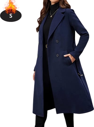 Livano Mantel Dames - Tussenmantel - Jas - Mantelpakje - Trenchcoat - Overjas - Overcoat - Winter - Marineblauw - S