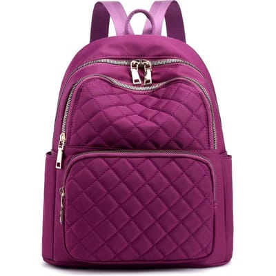 Mode Dames Rugzak Studentenrugzak Ruit Borduurdraad Reizen Schooltas Trend Tassen Dubbele Achterkant Dames Tas One size paars
