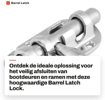 Dailygoods- Grendelslot roestvrij staal 316 - Bootdeur/venstervergrendeling - 60 mm/110 mm - Veiligheid - Sluiting - Ideaal voor deuren en ramen - Bootgrendel