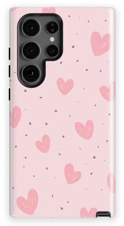Tough Hoesje met Hartjes Samsung Galaxy S24 Ultra | Little Love Tough Case Geschikt voor Mag | Hartjes Print Backcover Samsung Galaxy S24 Ultra Pink Blush