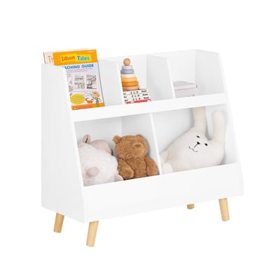 SoBuy KMB19-W Kinderboekenkast - Witte Wandplank met Opbergruimte