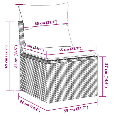vidaXL Tuinbank Set met opslag 7 pcs Grijs poly rattan