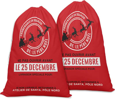 Grote Kerstcadeauzakken van Canvas met Trekkoord - Personaliseerbaar