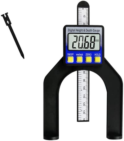 GELLDG Digitale dieptemeter - Hoogtebereik 0-80 mm - LCD-display - Geschikt voor houtbewerking en machinebouw - Blauw