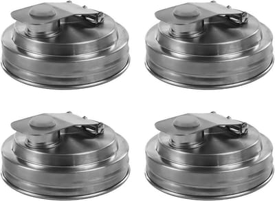 Set van 4 RVS Deksel met Gietlip voor Weckpotten, Luchtdicht en Lekvrij, Perfect voor Melk, Sap, Granen en Ingeblikte Voeding
