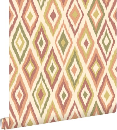 ESTAhome behang ruiten beige, paars en groen - 50 x 900 cm - 131693