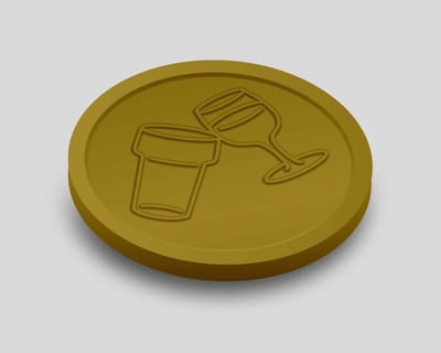 Reliëfmunten Bier en Wijn 29mm / Consumptiemunten / Betaalmunten (per 250 stuks) - GOUD