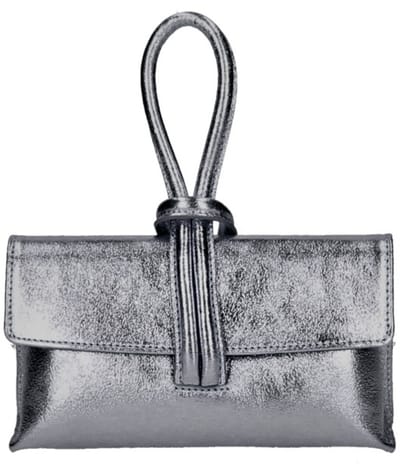 Antraciet Leren Handtas Metallic - Handtassen Schoudertassen - Lus Handvat - Italiaans Leder - Antraciet