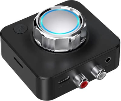 DrPhone Skylink6 – Bluetooth 5.0 Ontvanger – 3D Stereo – Draadloze Audio Adapter met MicroSD, RCA & 3.5mm AUX – Geschikt voor Auto, Stereo & Speaker – Zwart