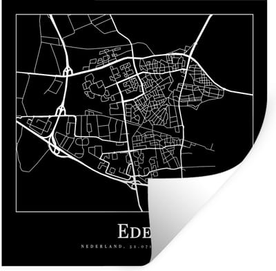 Muurstickers - Sticker Folie - Ede - Stadskaart - Kaart - Plattegrond - 100x100 cm - Plakfolie - Muurstickers Kinderkamer - Zelfklevend Behang XXL - Zelfklevend behangpapier - Stickerfolie