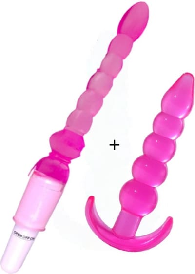 Erodit ® Jelly anal set roze, buttplug set- vibrerende kralen buttplug -G-Spot -Prostaat- Anaal dildo- Seksspeeltjes beginners - sex toys - seksspeeltjes- Erotiek voor vrouwen - mannen- koppels
