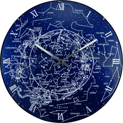 NeXtime Milky Way Dome – Wandklok – 35 cm – Bol Glas – Wit