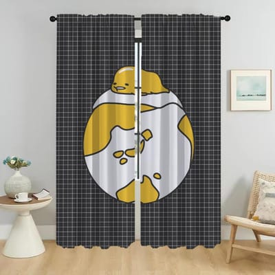Gudetama's Moderne Woonkamer Gordijnen voor Camera Tule voor Slaapkamer Shades Home Interieur Gordijnen 2 Stuks Verduisterend Gordijn Kind W50xH70cmx2pcs-CL gray