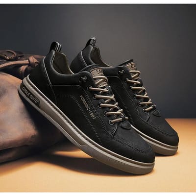 Lente Herfst Schoenen voor Heren Comfortabele Platte Heren Casual Schoenen Outdoor Heren Sneakers Mode Heren Skateschoenen 44 black