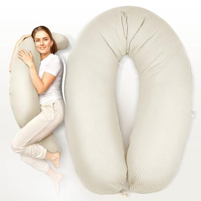 Ergonomisch XXL Borstvoedingskussen - 190 x 30 cm - Katoenen Zijslaapkussen en Comfortkussen voor Volwassenen