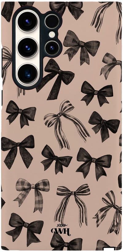 xoxo Wildhearts telefoonhoesje geschikt voor Samsung Galaxy S24 Ultra - Winter Muse - Double Layer - Hard case met dubbele beschermlaag - Beschermhoes shockproof case - Hoesje met strikjes - Beige