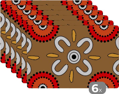 Placemat - Placemats kunststof - Design - Bloemen - Stippen - 45x30 cm - 6 stuks - Hittebestendig - Anti-Slip - Onderlegger - Afneembaar