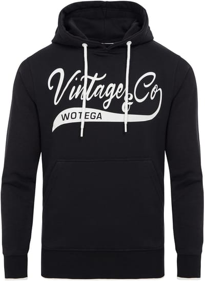 WOTEGA Heren Hoodie WT Star – Regular Fit – Katoenmix – Zwart – Tunnelkoord & Kangoeroezak