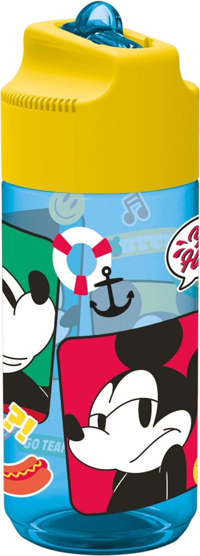 Disney's Mickey Mouse Tritan Drinkfles - 430 ml – Vaatwasserbestendig & BPA-vrij - Drinkfles voor kinderen – Transparant blauw/Geel