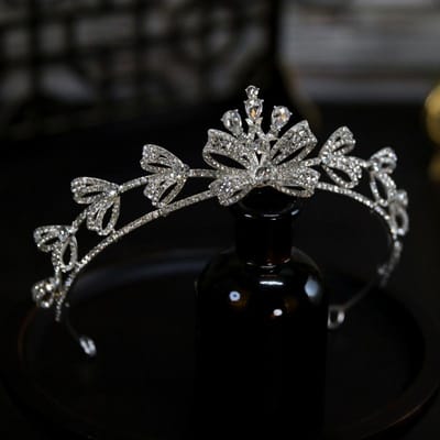 Nouveau Style Coréen Exquis et Compact Nœud Mariée Couronne de Mariage Coiffe Couronne Tiare Accessoires pour Cheveux black