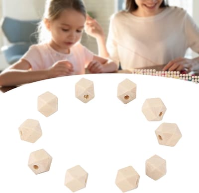 Achthoekige Houten Kralen Veelhoekige Handgekapte Houten Kralen 100 Stuks Achthoekige Houten Kralen 100 Stuks Set Materialen Hangers Kettingen Accessoire Kralen Kraalassortimenten