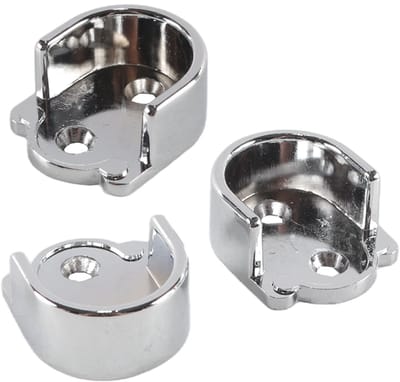 2 stuks garderobekaststangbeugels, U-vormige zinklegering douchegordijnstang eindsteunen sockets flenshouder passend op stangdiameter 25 mm