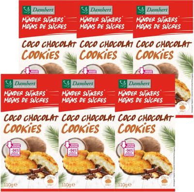 Damhert | Minder Suikers Kokoskoek Chocolade | 6 stuks | 6 x 110 gram