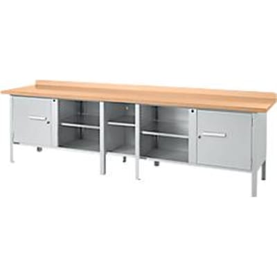 Box-type werkbank Schäfer Shop Select PWi 300-1, beuken multiplex blad, tot 750 kg, B 3000 x D 700 x H 840 mm, blank aluminium