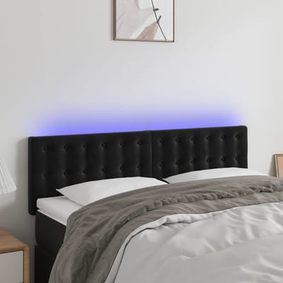 vidaXL - Hoofdbord - LED - 144x5x78/88 - cm - fluweel - zwart
