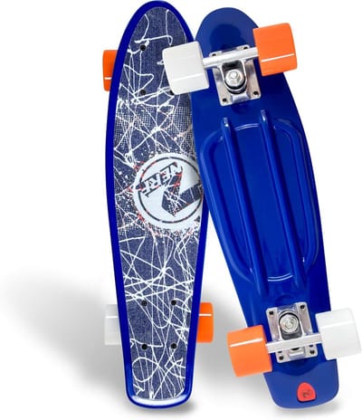 Kunststof Cruiser Board - Mini Skateboard - Stadse Ritjes - Flexibel Platform - 22 Inch - Blauwe Lijnen