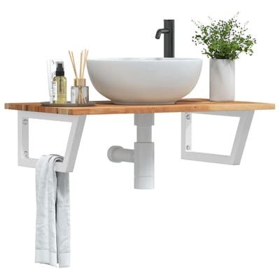 vidaXL - Badkamer - wandschap - staal - en - massief - acaciahout