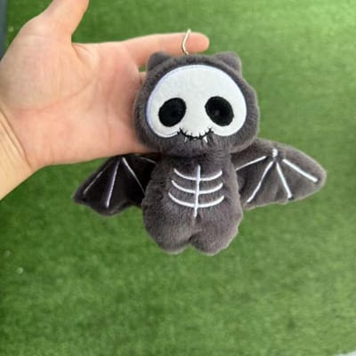 Leuke Cartoon Halloween Skelet Vleermuis Pluche Pop Hanger Sleutelhanger Creatieve Schattige Rugzak Accessoires Voor Kinderen Vakantiecadeaus Heet black