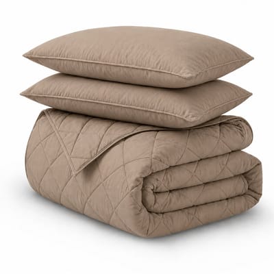 Decoware Dekbed Zonder Overtrek 200x220 cm - Taupe - Incl. Kussenslopen - Wasbaar & Hoesloos - Microvezel - All Season - Tweepersoons