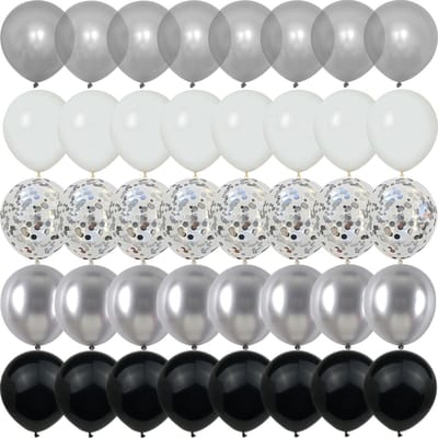 40PCS Silver Pearl Metal Latex Party Confetti Balloons Birthday Wedding BabyShower Decorations New year