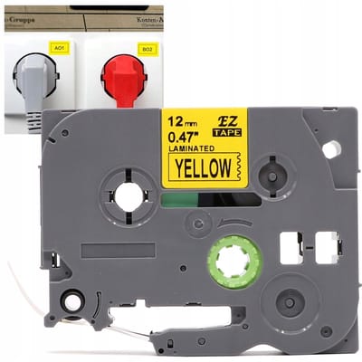 Brother TZe-631 Label Tape Geel 12mm Zwart Zelfklevend