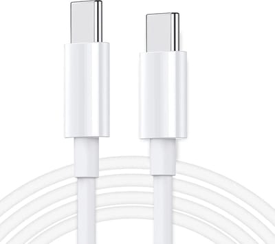 USB-C naar USB-C - 120W 5A - 1 Meter - Snelle oplader en data kabel adapter - geschikt voor laptop, telefoons, tablets etc. - Snellader - wit