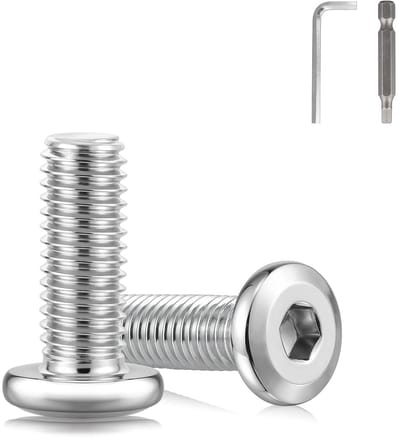 30 Stuks M6 x 16mm Platte Schroeven van RVS, Volledige Draad, Geschikt voor Meubelassemblage en Reparatie