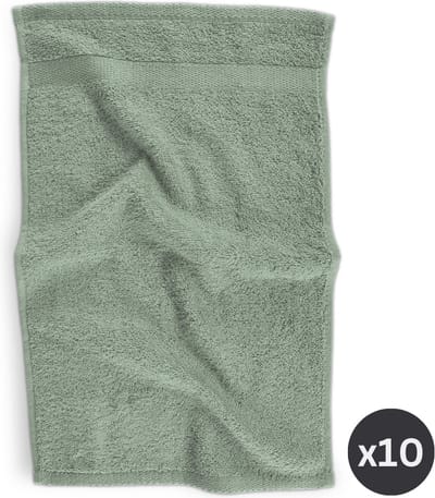 TISECO HOME STUDIO - Gastendoek RIVA - SET/10 - 100% katoen - 450 g/m² - 100% katoen - superzacht en zeer absorberend - 30x50 cm - Groen