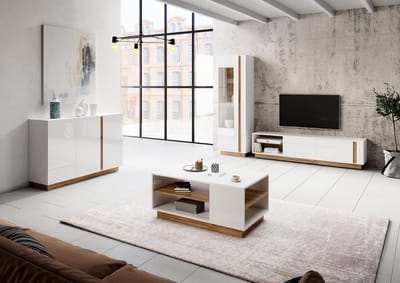 Meubella - Woonkamer Ashley 2 - Wit - Eiken