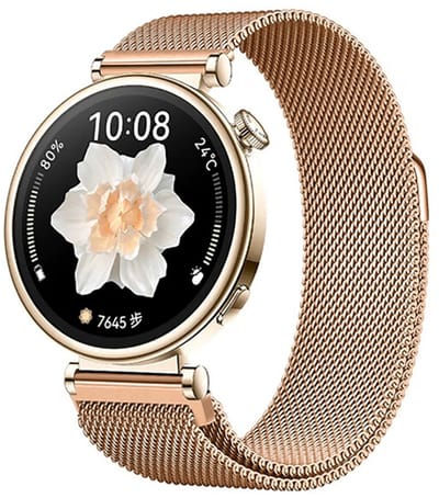 Stravo Smartwatch Milanees bandje 18mm – Garmin Vivoactive 4s / Vivomove 3s / Venu 2s / 3s / Forerunner 255s / 265s / Venu 4 - 41mm - Luxe Milanese Horlogebandje voor Huawei Watch GT 6 / GT 5 / GT 4 (41mm) / GT 5 Pro/ Watch 5 (42mm) - Roségoud