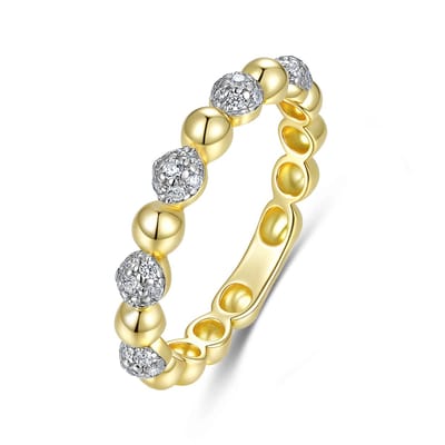 9NB-1652-50 - New Bling - Zilveren ring met bolletjes en zirkonia - Goudkleurig - Maat 50