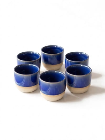 Proefer 6x Donkerblauw Keramieken Koffiekopjes & Theekopjes – 150ml – Steengoed Kopjes met Glazuur – Vaatwasser- & Magnetronbestendig – Moderne Koffie Kopjes