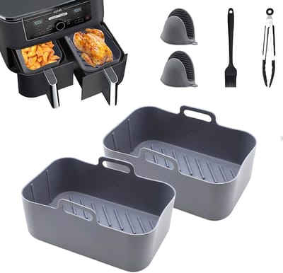 Siliconen Airfryer Accessoires 20cmx12.8cm– Geschikt voor Philips Airfryer – 2 Stuks - Non-stick & Duurzaam – Herbruikbaar Alternatief voor Bakpapier – Ovenschaal & Mandvorm – Vaatwasserbestendig