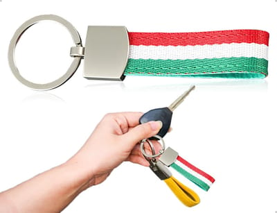 Dailygoods- Sleutelhanger Italiaanse Vlag - Sleutelhanger Ringen - Lanyard - Duurzaam Nylon - Lichtgewicht Design - 110 x 22 mm - Sleutelkoord