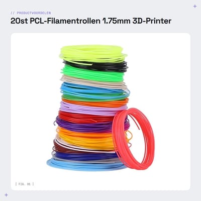 Dailygoods- PCL-Filament 20 Kleuren - 1,75mm Diameter - 5m/Rol - Biologisch Afbreekbaar - Geschikt voor 3D-Pennen - Lage Temperatuur - 3D-penfilament