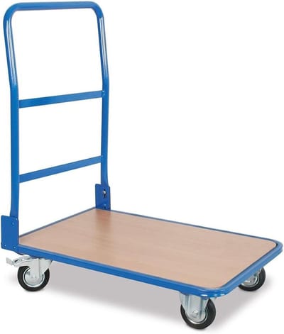 Klapbeugelwagen - Platformwagen - Materiaal Transport - Met Parkeerremmen - 735 x 480 x 875 mm - Blauw