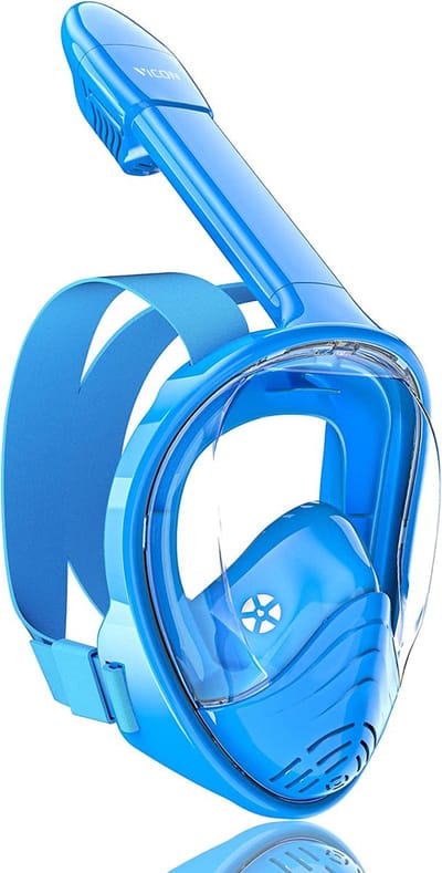 Vicon Snorkelmasker voor kinderen - 4 t/m 12 jr - Snorkelset Blauw - Full Face Duikmasker Kind - Duikbril met Snorkel