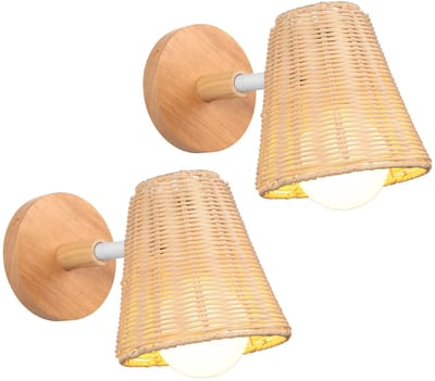 2 Stuks Wandlamp Woonkamer Vintage E27 Wandverlichting Weven Draaibaar voor Slaapkamer Keuken Hal