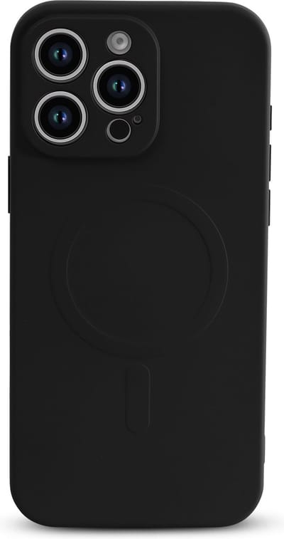 Casemania Hoesje Geschikt voor Apple iPhone 16 Pro - Zwart - Liquid Siliconen Back Cover Case - met Sterke magneetring geschikt voor MagSafe - Telefoon hoes met Camera Bescherming