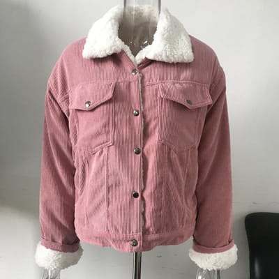 Dames winterjas Dikke bontgevoerde jas Parka's Namaakbontvoering Corduroy Bomberjacks Leuke uitloper XL roze